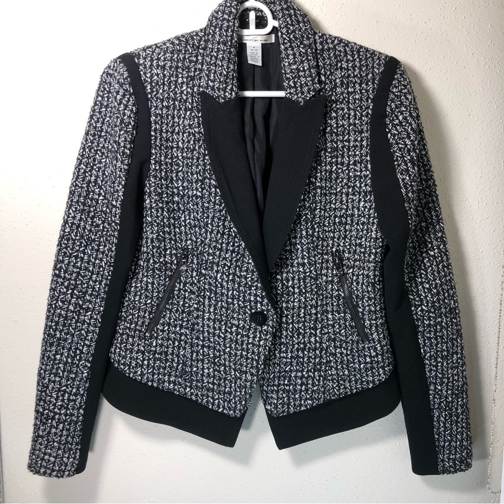 Kenneth Cole New York Black and White Tweed Blazer